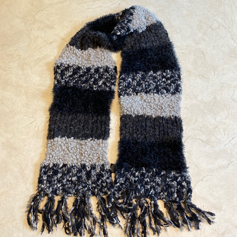Soft Black Striped Scarf